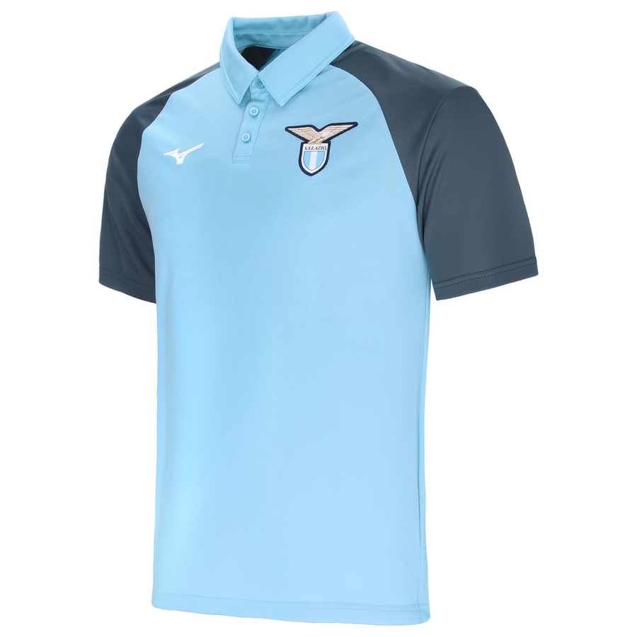 Mizuno Polyester Polo S.S. Lazio Men Retro Blue